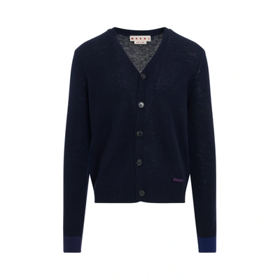 Marni 5 Button Knit Cardigan In Blue