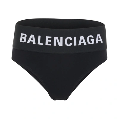 Balenciaga Black Briefs With Branded Elastic At The Waist In Stretch Cotton Woman In Nero