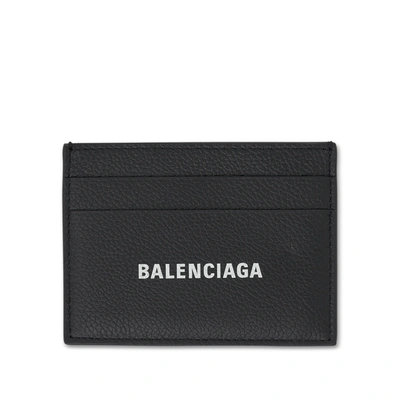 Balenciaga Cash Leather Card Holder In Black,white