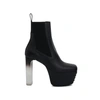 Rick Owens Minimal Grill Beatle Leather Platform Ankle Boots