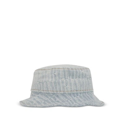 Amiri Blue Repeat Bucket Hat In White