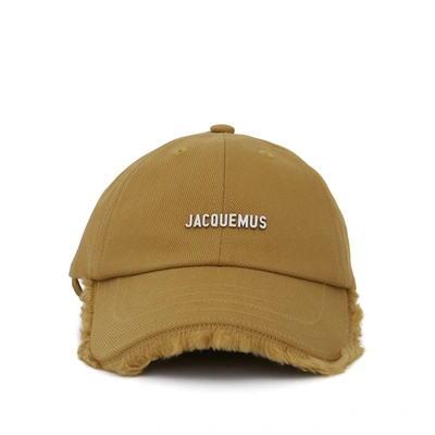 Jacquemus Artichaut Embellished Frayed Cotton-twill Baseball Cap In Neutrals