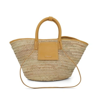 Jacquemus Le Panier Soleil Petite Woven Straw Tote Bag In Light Brown