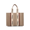 CHLOÉ LARGE ECO WOODY TOTE BAG WITH STRAP