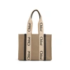 Chloé Woody Linen Tote Bag In Multi