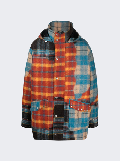 Bluemarble Colour-block Plaid Coat In Red And Blue