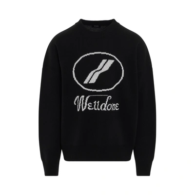 We11 Done Logo Jacquard Intarsia Sweater In Black
