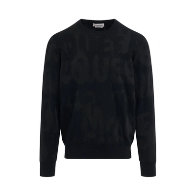 Alexander Mcqueen Jacquard Pattern Knitted Jumper In Black