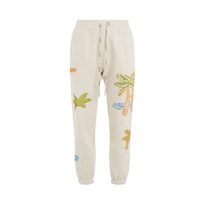 Palm Angels Palm Neon-print Track Pants In Beige