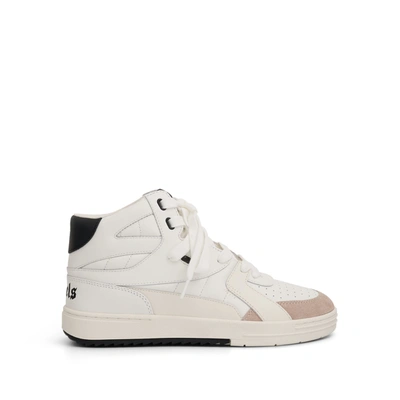 Palm Angels University Logo-print Leather And Suede High-top Trainers In White