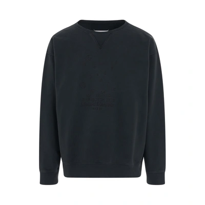 Maison Margiela Embroidered Cotton Sweatshirt In Black