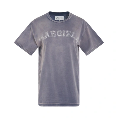 Maison Margiela Logo Faded Print Cotton Jersey T-shirt In Violett