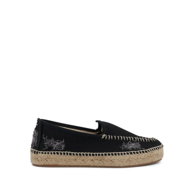 Maison Margiela Embroidered Espadrilles In Black