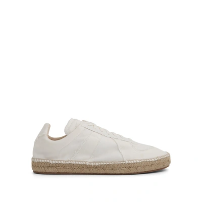 Maison Margiela Lace-up Frayed Sneakers In White