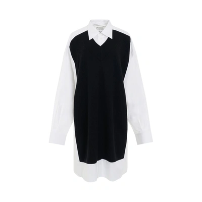 Maison Margiela Knitted Shirt Dress In 976 Optic/black