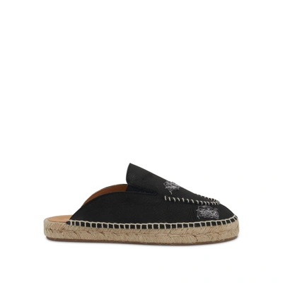 Maison Margiela Embroidered Espadrille Mules In Black