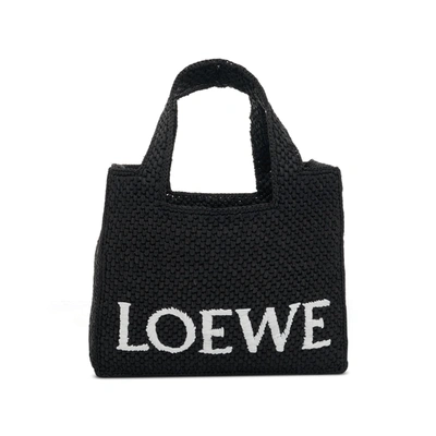 Loewe Logo Woven Tote Bag In Black