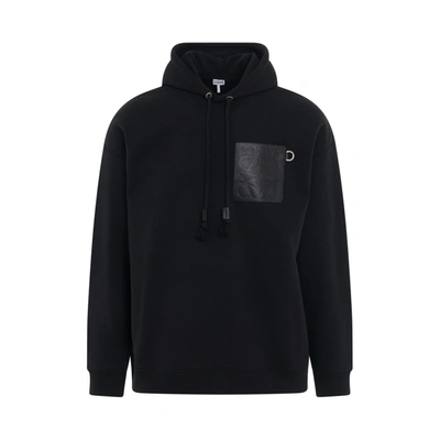 Loewe Anagram-patch Cotton-jersey Hooded Sweatshirt In Black