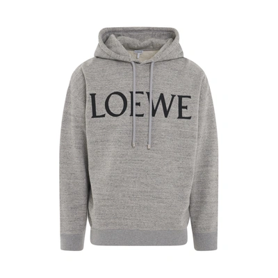 Loewe Logo Cotton Jersey Hoodie In Gray
