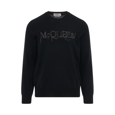 ALEXANDER MCQUEEN MEN'S CHAIN EMBROIDERED KNIT SWEATER