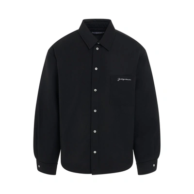 Jacquemus Boulanger Virgin Wool Puffed Over Shirt In Black