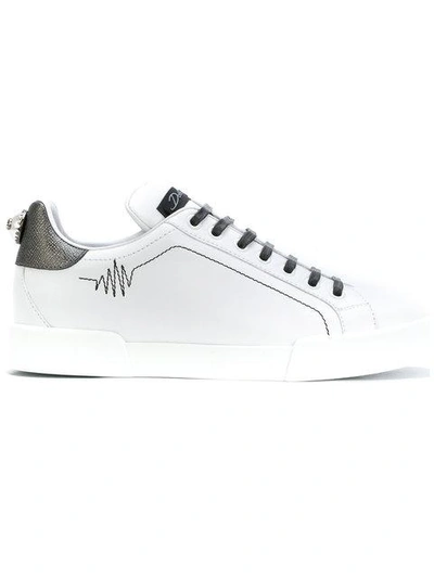 Dolce & Gabbana Leather Classic Pearl Trainers In White
