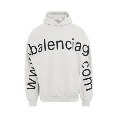 Balenciaga Men's Oversized Long Sleeve Bal. Com T-shirt In Ivoir/noir