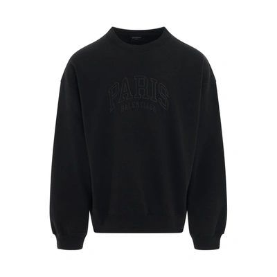 Balenciaga 'cities Paris' Crew Neck Sweatshirt In Black  