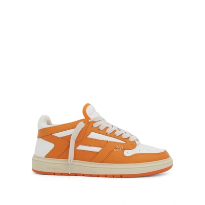 Represent Leather Reptor Low Sneakers In Neon Orange,white