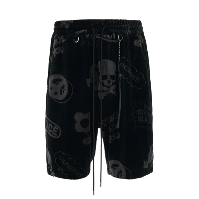 Mastermind Japan All Over Velour Shorts In Black