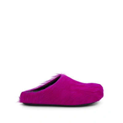 MARNI WOMEN'S FUSSBETT LONG HAIR CALFSKIN SABOT SANDALS