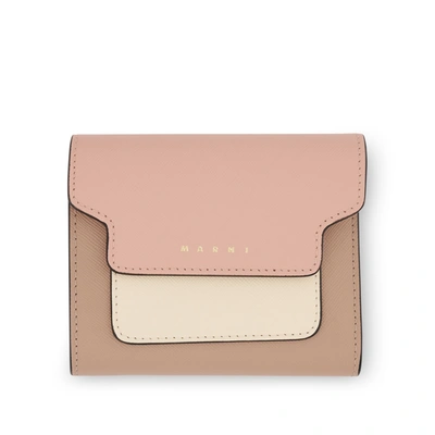 Marni Logo Squared Flap Wallet In Brown