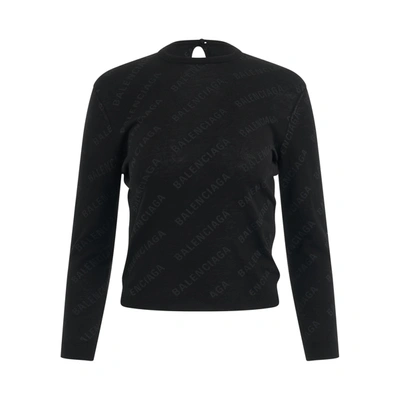 Balenciaga Long Sleeve All Over Print Sweater In Black