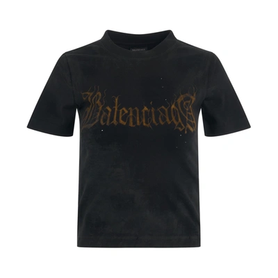Balenciaga Heavy Metal-artwork Cotton T-shirt In Washed_black