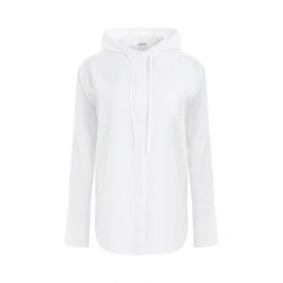 Loewe Anagram Hooded Shirt In White
