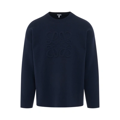 Loewe Debossed Anagram Sweater In Blue