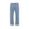 Loewe Lightweight Cotton Fisherman Turn-up Jeans For Men In Light Denim For Fw23
