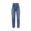 Maison Margiela Light Blue Denim Distressed Straight Leg Jeans With Cut-out