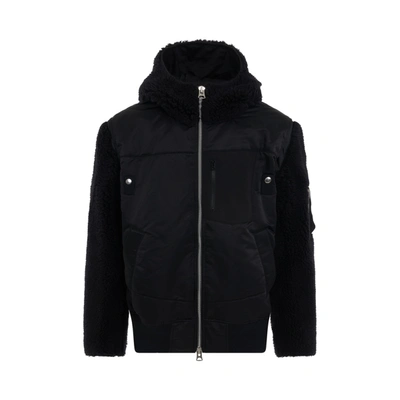Sacai Black Faux-shearling X Faux-fur Hoodie