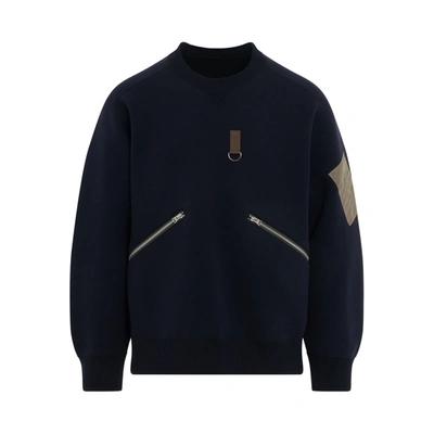 Sacai Navy Sponge Sweatshirt In 201 Navy