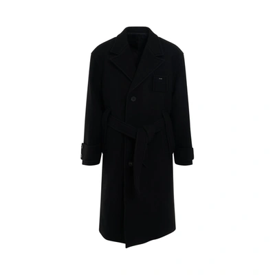 Wooyoungmi Wool Belted Long Coat In Black