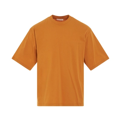 Marni Short-sleeve Cotton T-shirt In Orange