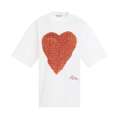 Marni Heart-print Cotton T-shirt In Red