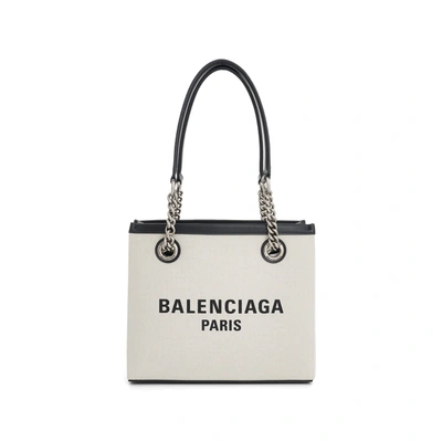 Balenciaga Mini Duty Free Canvas Tote Handbag In Beige