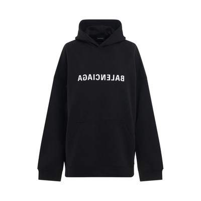 BALENCIAGA WOMEN'S MIRROR PRINT WIDE FIT HOODIE