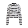 Balenciaga Allover Logo Crop Wool Blend Sweater