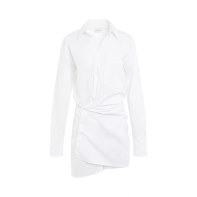 Off-white Poplin Twist Shirt Dress In White