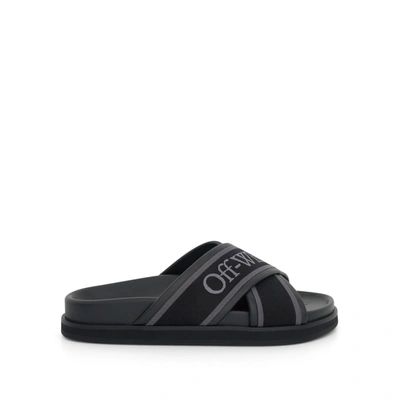 Off-white Cloud Criss Cross Slider In Black