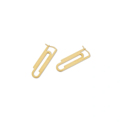 Off-white Double Paperclip Earrings In Gold
