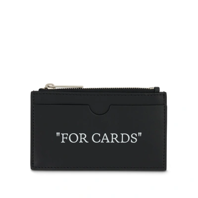 Off-white Quote-print Leather Cardholder In Black Whit